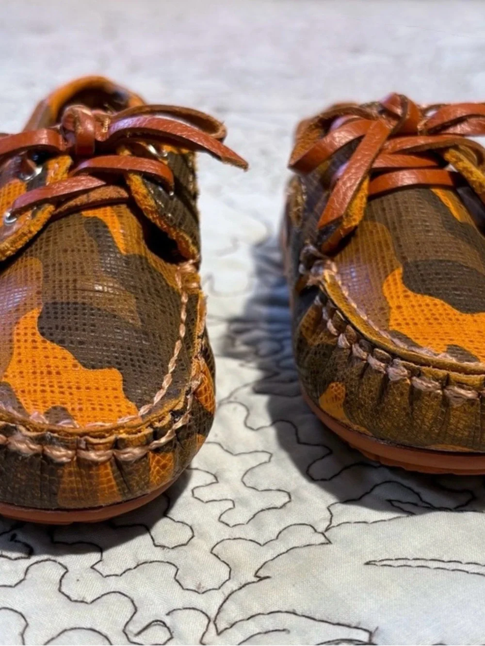 💥Venettini 55 Scott Boys Camo Leather Moccasin Loafers Euro 24- US 7.5/8💛